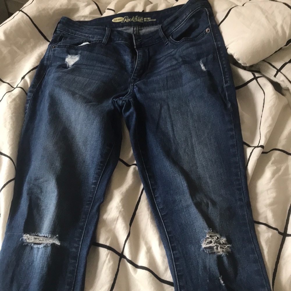 Old navy rockstar dark wash distressed jeans